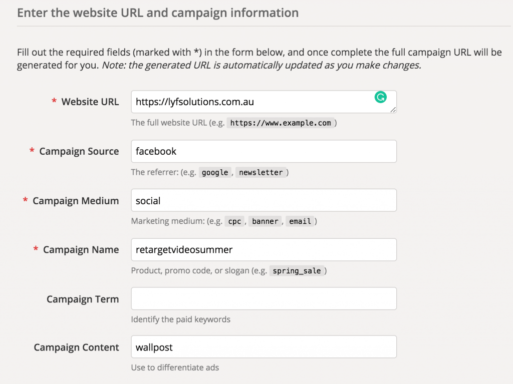 Google UTM Url builder tool to make link tracking easier for marketing efforts