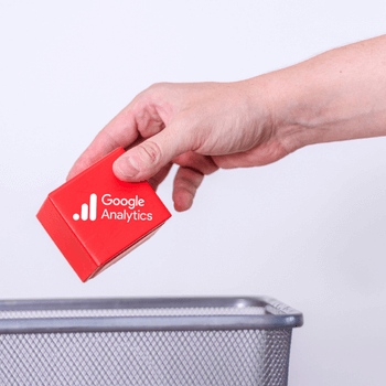 A person ditching Google Analytics 4 into a bin not realising the benefits